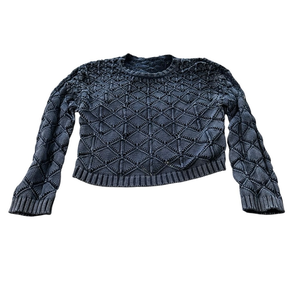 Eesome Navy Cropped Knit Sweater